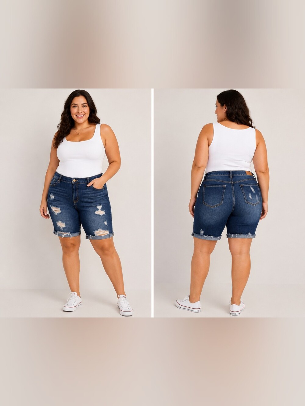 👖 Indigo Fusion Size 20 Distressed Bermuda Denim Shorts – Plus Size